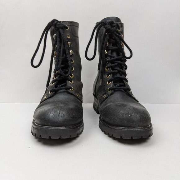Vintage Chevy Trucks Black Leather Combat Boots - Picture 5 of 14